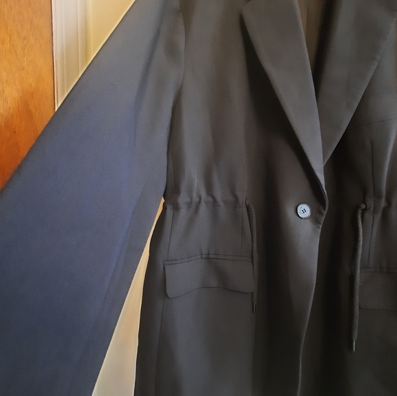 Oak + Fort Oversized Drawstring Waist Black Blazer Jacket - Picture 5 of 14